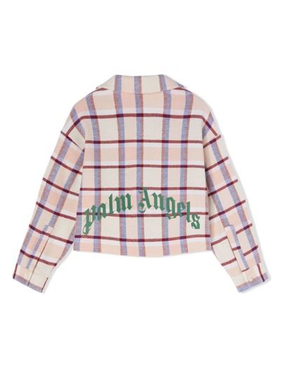 Shop Palm Angels Logo-print Checked Cotton Shirt In Pink