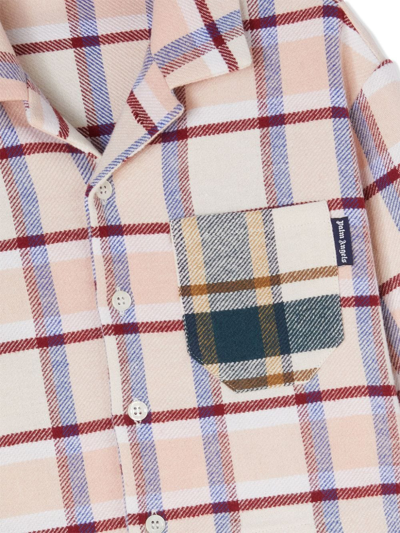 Shop Palm Angels Logo-print Checked Cotton Shirt In Pink