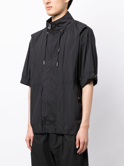 Songzio Short-sleeved Drawstring Lightweight Jacket In Black