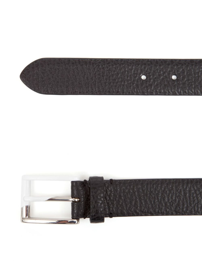 Shop Maison Margiela Grained-texture Leather Belt In Black