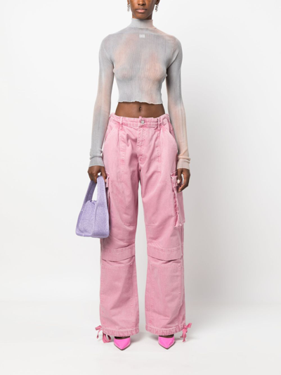 Shop Moschino Jeans High-waist Cotton Cargo Jeans In Pink