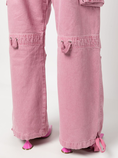 Shop Moschino Jeans High-waist Cotton Cargo Jeans In Pink