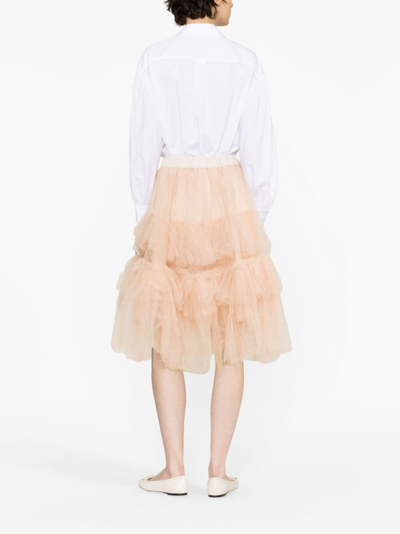 分层式薄纱中长半身裙