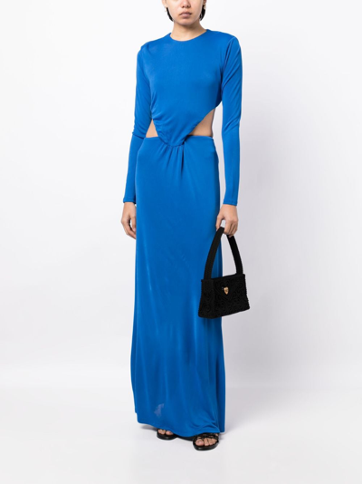 Shop Farm Rio Knotted Cut-out Maxi Dress In Blue