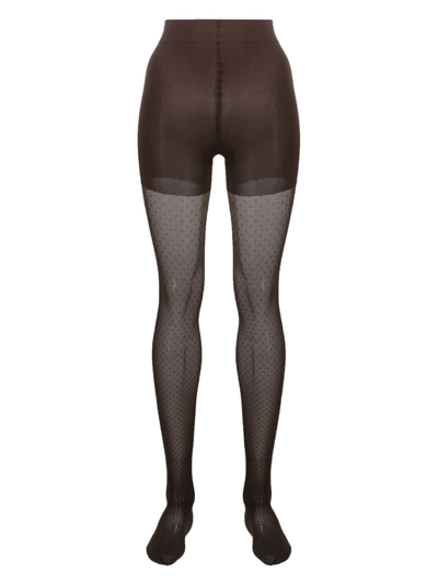 Wolford Control Dots Stretch Tights In Brown