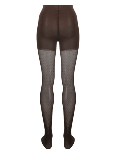 Wolford Control Dots Stretch Tights In Brown