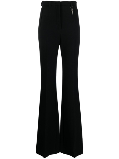 Shop Roberto Cavalli High-waist Flared Wool Trousers In Black