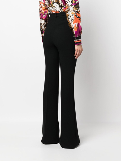 Shop Roberto Cavalli High-waist Flared Wool Trousers In Black