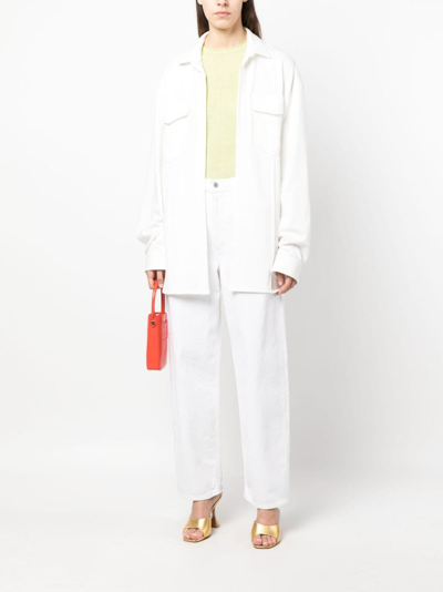 Shop Styland Open-front Cotton Shirt In White
