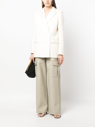 Shop Iro Double-breasted Tweed Blazer In White