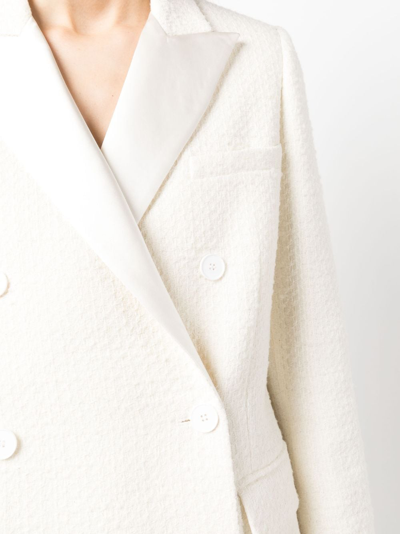 Shop Iro Double-breasted Tweed Blazer In White