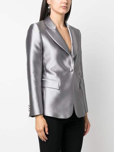 Alberta Ferretti Womens Grey Mikado Single-breasted Silk-blend Blazer In Grey