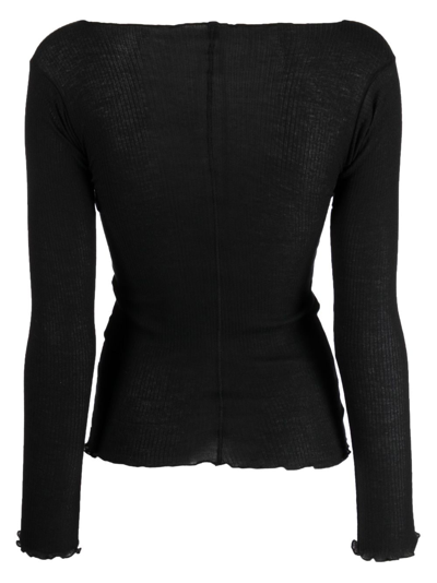 Shop Baserange Vertical-seamed Ribbed-knit Jumper In Black