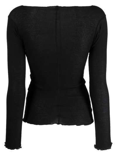Baserange Vertical-seamed Ribbed-knit Jumper In Black