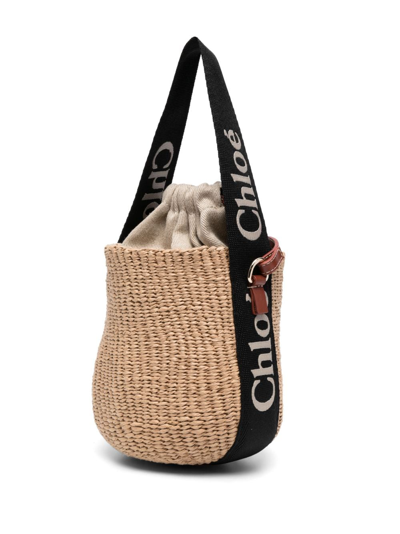Chloé Small Woody Bucket Bag In Neutrals