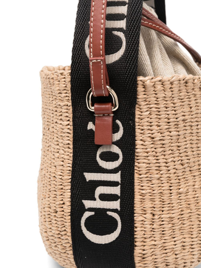 Shop Chloé Small Woody Basket Bag In Neutrals