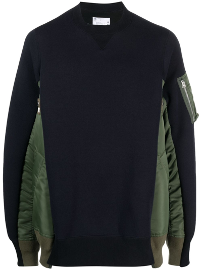 Sacai Sponge Sweat X Ma-1 Pullover In Blue | ModeSens