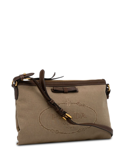Pre owned Prada Logo jacquard Crossbody Bag In Brown ModeSens