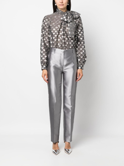 Shop Alberta Ferretti Mikado Tailored Trousers In Grey