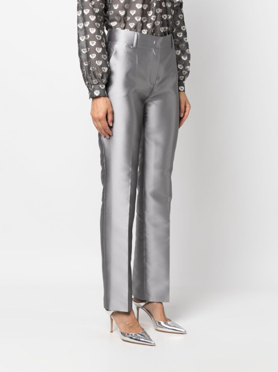 Shop Alberta Ferretti Mikado Tailored Trousers In Grey