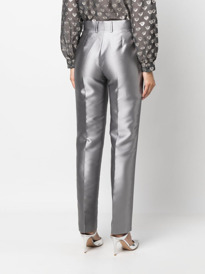 Shop Alberta Ferretti Mikado Tailored Trousers In Grey