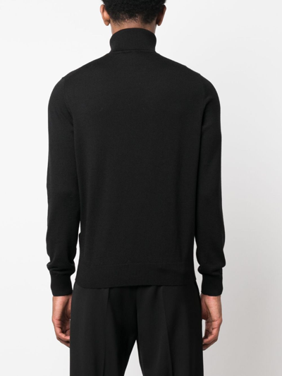 Shop Fay Fine-knit Roll-neck Sweatshirt In Black