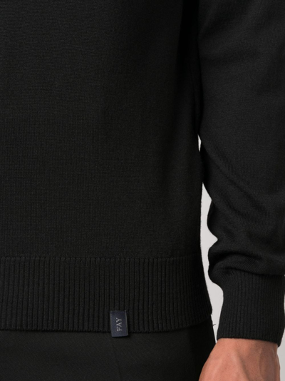 Shop Fay Fine-knit Roll-neck Sweatshirt In Black