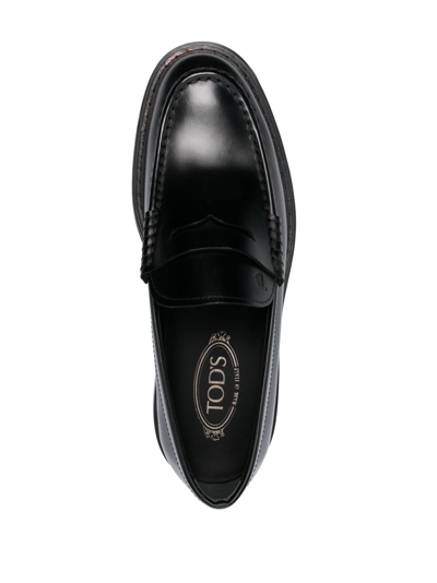 Tod's Smooth Leather Loafers In Black
