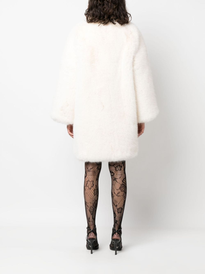 Shop Giuseppe Di Morabito Single-breasted Faux-fur Coat In White