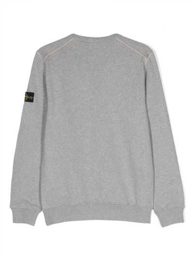 Shop Stone Island Junior Compass-motif Cotton Sweatshirt In Grey