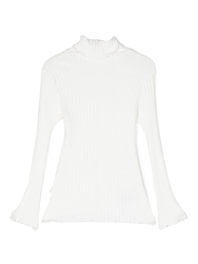Shop Il Gufo Ribbed-knit Long-sleeve T-shirt In White