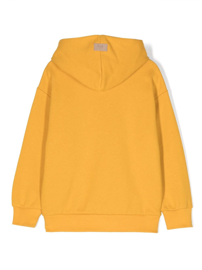 Shop Il Gufo Graphic-print Cotton Hoodie In Yellow