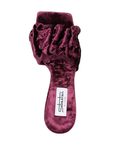Shop Sebastian Milano Cher 95mm Velvet-effect Mules In Purple