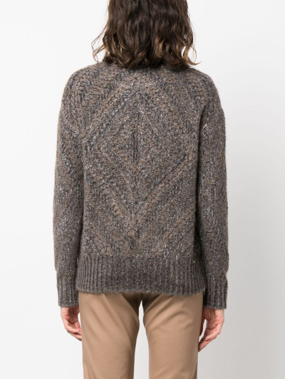 Fabiana Filippi Long-sleeve Zip-up Cardigan In Brown