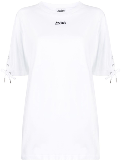 Shop Jean Paul Gaultier Lace-up Short-sleeve T-shirt In White