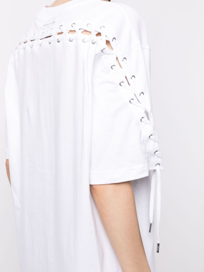 Shop Jean Paul Gaultier Lace-up Short-sleeve T-shirt In White