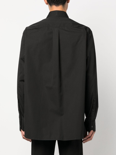 Shop Valentino Logo-embroidered Cotton Shirt In Black