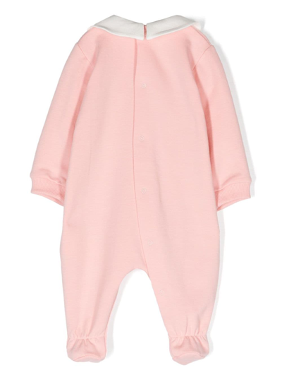 Shop Moschino Teddy Bear Rounded-collar Babygrow In Pink