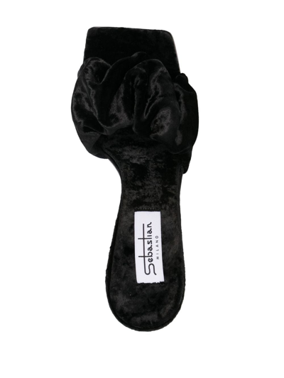 Shop Sebastian Milano Cher 95mm Velvet-effect Mules In Black