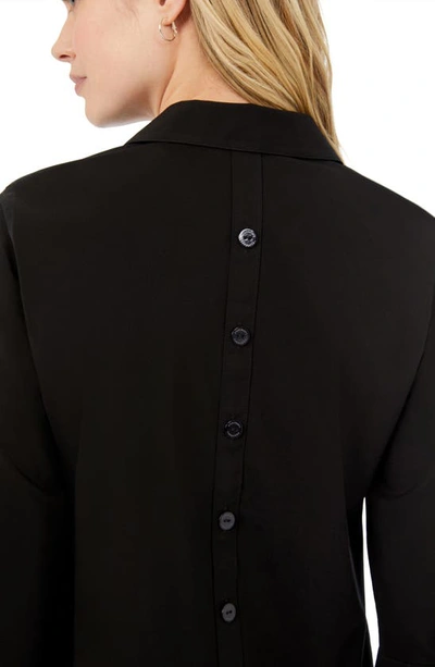 Foxcroft Pamela Stretch Button-up Tunic In Black