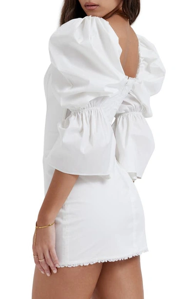 Shop House Of Cb Matilda Corset Bodice Cotton Blend Minidress In White