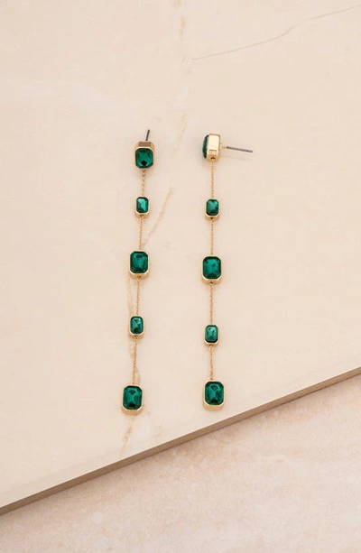 Shop Ettika Baguette Crystal Linear Drop Earrings In Green