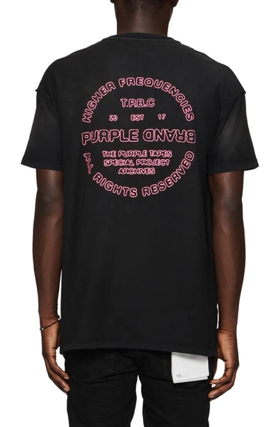 Shop Purple Brand Textured Cotton Graphic T-shirt In Black