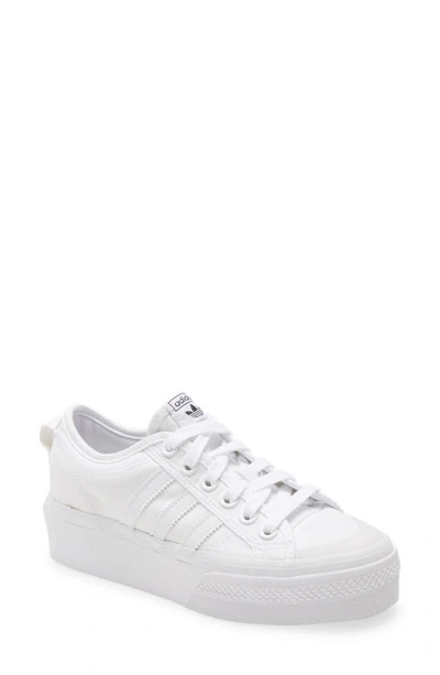 Shop Adidas Originals Nizza Platform Sneaker In White/ White/ White