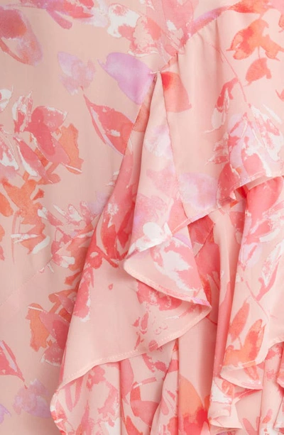 Shop Eliza J Floral Chiffon Gown In Pink Print