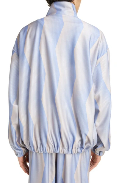 Shop Acne Studios Sublimation Stripe Nylon Stretch Jacquard Jacket In Blue/ Beige