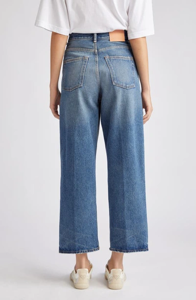 Shop Acne Studios 1993 Distressed High Waist Ankle Relaxed Fit Jeans In Mid Blue