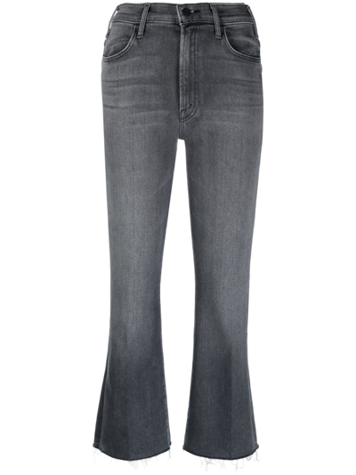 Shop Mother Hustler High-rise Flared Jeans In Grey