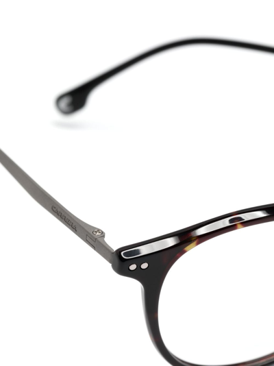 Shop Carrera Tortoiseshell-effect Round-frame Glasses In Black