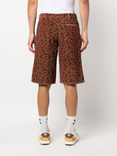 Shop Erl Floral-print Corduroy Shorts In Red